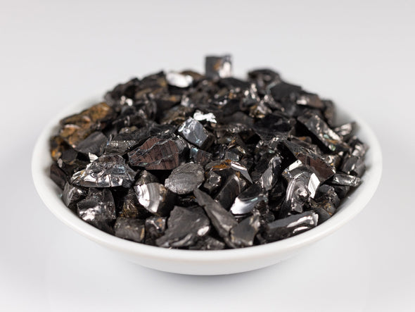 Elite NOBLE SHUNGITE Raw Crystal Chips from Raquirite, Colombia - Home Decor for EMF Radiation Protection, E1729-Throwin Stones