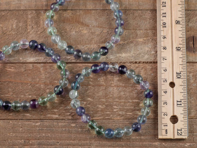 FLUORITE Crystal Bracelet - Round Beads - Beaded Bracelet, Handmade Jewelry, Healing Crystal Bracelet, E0594-Throwin Stones