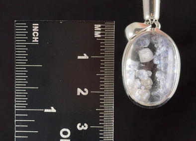 FLUORITE in QUARTZ Crystal Pendant - Sterling Silver, Cabochon - Fine Jewelry, Healing Crystals and Stones, Gift for Him, 54397-Throwin Stones