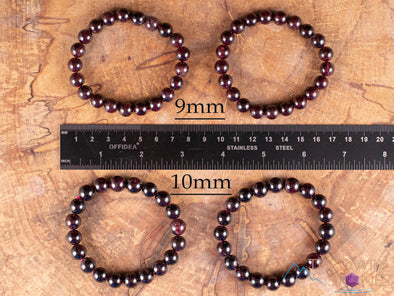 GARNET Crystal Bracelet - Round Beads - Beaded Bracelet, Birthstone Bracelet, Handmade Jewelry, Healing Crystal Bracelet, E0597-Throwin Stones