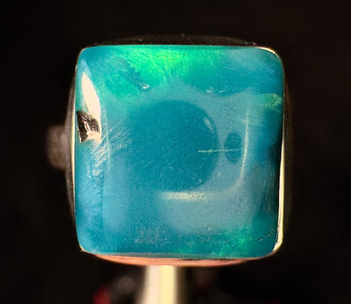 GEM SILICA Crystal Ring - Size 6, Square - Rare Polished Chrysocolla Sterling Silver Gemstone Ring from Arizona, 54024-Throwin Stones