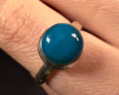 GEM SILICA Crystal Ring - Size 6.25, Round - Rare Polished Chrysocolla Sterling Silver Gemstone Ring from Arizona, 54015-Throwin Stones