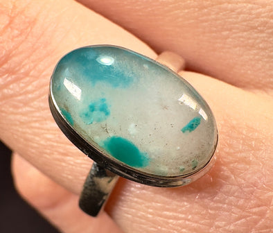 GEM SILICA Crystal Ring - Size 7.25, Oval - Rare Polished Chrysocolla Sterling Silver Gemstone Ring from Arizona, 54021-Throwin Stones