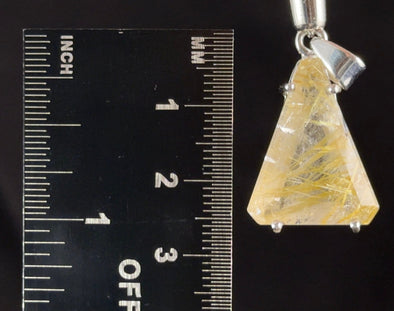 GOLDEN RUTILATED QUARTZ Crystal Pendant - Sterling Silver, Cabochon - Fine Jewelry, Healing Crystals and Stones, Gift for Him, 54415-Throwin Stones