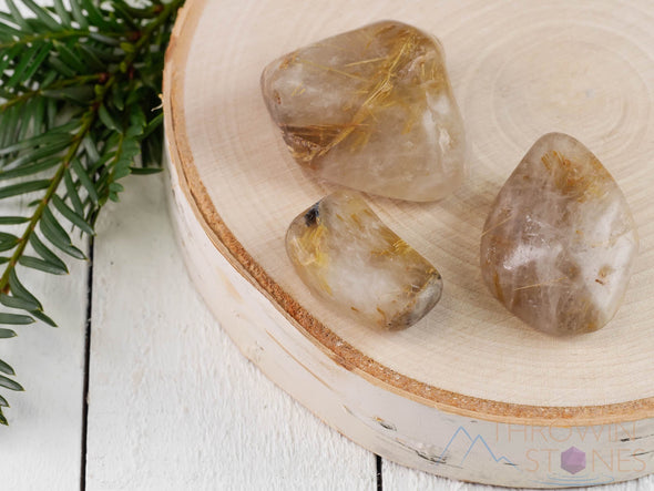 GOLDEN RUTILATED QUARTZ Tumbled Stones - Tumbled Crystals, Self Care, Healing Crystals and Stones, E0746-Throwin Stones