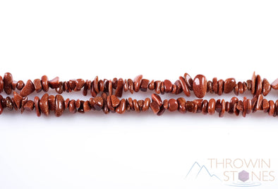 GOLDSTONE Crystal Necklace - Chip Beads - Long Crystal Necklace, Beaded Necklace, Handmade Jewelry, E0819-Throwin Stones
