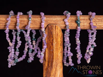 GRAPE AGATE Crystal Bracelet - Tumbled Beads - Beaded Bracelet, Handmade Jewelry, Healing Crystal Bracelet, E1716-Throwin Stones