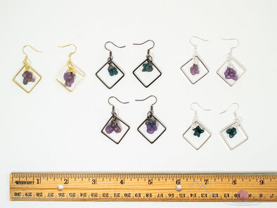 GRAPE AGATE Crystal Hoop Earrings - Diamond Hoop - Gemstone Hoop Earrings, Dangle Earrings, Handmade Jewelry, E1797-Throwin Stones