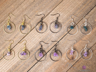 GRAPE AGATE Crystal Hoop Earrings - Gemstone Hoop Earrings, Dangle Earrings, Handmade Jewelry, E1794-Throwin Stones