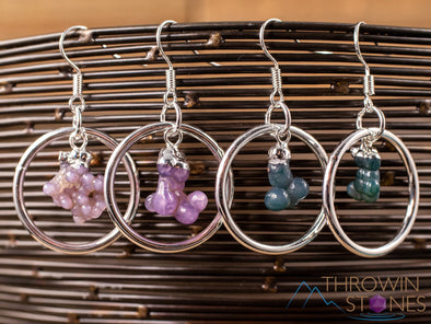 GRAPE AGATE Crystal Hoop Earrings - Gemstone Hoop Earrings, Dangle Earrings, Handmade Jewelry, E1796-Throwin Stones