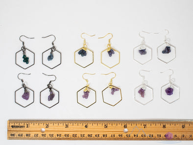 GRAPE AGATE Crystal Hoop Earrings - Hexagon Hoop - Gemstone Hoop Earrings, Dangle Earrings, Handmade Jewelry, E1793-Throwin Stones