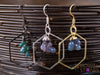 GRAPE AGATE Crystal Hoop Earrings - Hexagon Hoop - Gemstone Hoop Earrings, Dangle Earrings, Handmade Jewelry, E1793-Throwin Stones