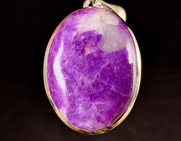 Gel SUGILITE with Pectolite Crystal Pendant - Sterling Silver, Oval Cabochon - Fine Jewelry, Healing Crystals and Stones, 54553-Throwin Stones