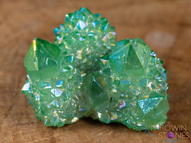 Green APPLE AURA QUARTZ Crystal Cluster - Rainbow Quartz Crystal, Spirit Quartz, Crystal Decor, E2131-Throwin Stones