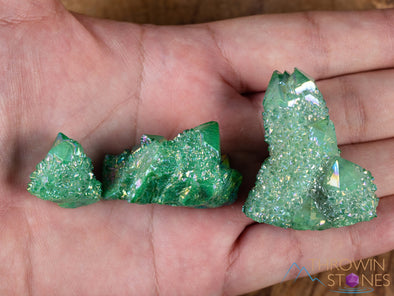 Green APPLE AURA QUARTZ Crystal Cluster - Rainbow Quartz Crystal, Spirit Quartz, Crystal Decor, E2131-Throwin Stones