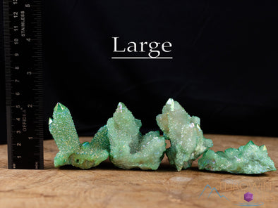 Green APPLE AURA QUARTZ Crystal Cluster - Rainbow Quartz Crystal, Spirit Quartz, Crystal Decor, E2131-Throwin Stones