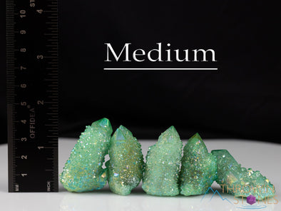 Green APPLE AURA QUARTZ Crystal Point - Rainbow Quartz Crystal, Spirit Quartz, Crystal Decor, E2130-Throwin Stones