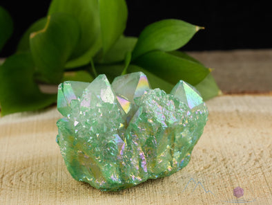 Green APPLE AURA QUARTZ - Rainbow Aura Quartz, Crystal Cluster, Spirit Quartz, Crystal Decor, Metaphysical, R0472-Throwin Stones