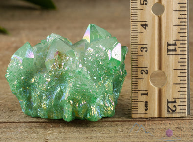 Green APPLE AURA QUARTZ - Rainbow Aura Quartz, Crystal Cluster, Spirit Quartz, Crystal Decor, Metaphysical, R0472-Throwin Stones