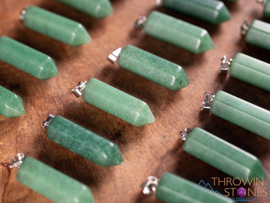 Green AVENTURINE Crystal Pendant - Crystal Points, Pendulum, Handmade Jewelry, Healing Crystals and Stones, E1952-Throwin Stones