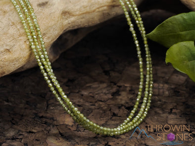 Green CUBIC ZIRCONIA Crystal Necklace, Choker - Faceted Seed Beads - Dainty Crystal Necklace, Beaded Necklace, Handmade Jewelry, E1585-Throwin Stones