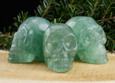 Green FLUORITE Crystal Skull - Gothic Home Decor, Memento Mori, Halloween Decor, Pastel Goth, E1311-Throwin Stones