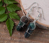 HELIOTROPE BLOODSTONE Crystal Earrings - Crystal Points Dangle Drop Earrings, Wire Wrapped Gemstone Handmade Jewelry, E0552-Throwin Stones