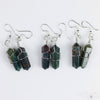 HELIOTROPE BLOODSTONE Crystal Earrings - Crystal Points Dangle Drop Earrings, Wire Wrapped Gemstone Handmade Jewelry, E0552-Throwin Stones