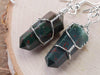 HELIOTROPE BLOODSTONE Crystal Earrings - Crystal Points Dangle Drop Earrings, Wire Wrapped Gemstone Handmade Jewelry, E0552-Throwin Stones