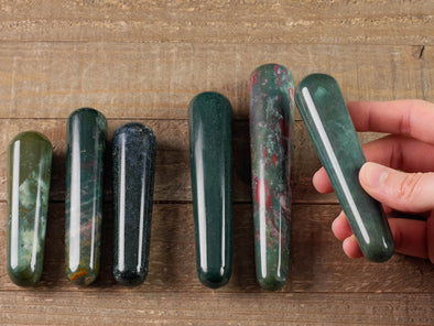 HELIOTROPE BLOODSTONE Crystal Massage Wand - Crystal Wand, Self Care, Healing Crystals and Stones, E0948-Throwin Stones