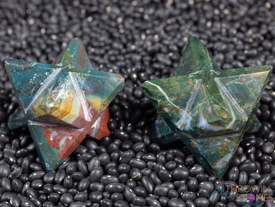 HELIOTROPE BLOODSTONE Crystal Merkaba - Irregular - Metaphysical Sacred Geometry Star, Unique Gift for Home Decor, E2164-Throwin Stones