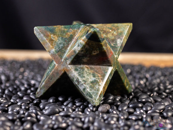 Heliotrope BLOODSTONE Crystal Merkaba - Star, Sacred Geometry, Metaphysical, Healing Crystals and Stones, E2148-Throwin Stones