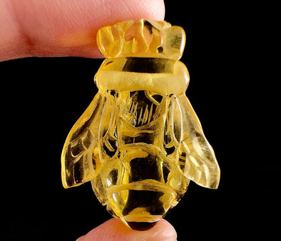 Honey AMBER Bee Pendant - Crystal Carving, Crystal Pendant, Handmade Jewelry, Healing Crystals and Stones, 54365-Throwin Stones
