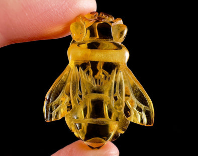 Honey AMBER Bee Pendant - Crystal Carving, Crystal Pendant, Handmade Jewelry, Healing Crystals and Stones, 54367-Throwin Stones