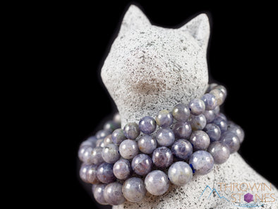 IOLITE Crystal Bracelet - Round Beads - Beaded Bracelet, Handmade Jewelry, Healing Crystal Bracelet, E1621-Throwin Stones