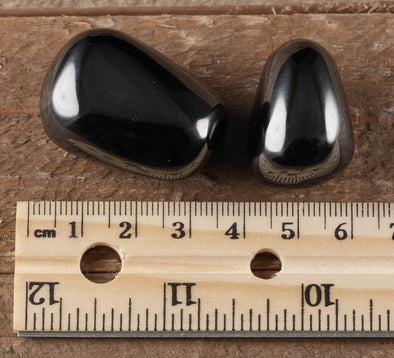 JET Tumbled Stones - Polished Petrified Wood Pebble, Fossilized Black Amber Gift, E0336-Throwin Stones