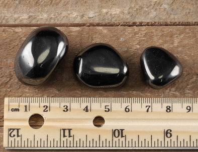 JET Tumbled Stones - Polished Petrified Wood Pebble, Fossilized Black Amber Gift, E0336-Throwin Stones