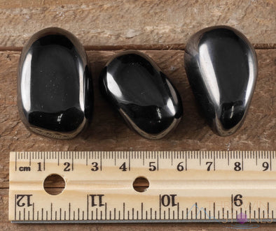 JET Tumbled Stones - Polished Petrified Wood Pebble, Fossilized Black Amber Gift, E0336-Throwin Stones