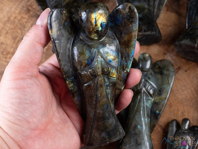 LABRADORITE Crystal Angel - Guardian Angel Figurines, Home Decor, Healing Crystals and Stones, E2181-Throwin Stones