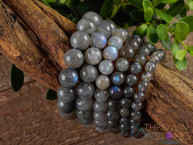 LABRADORITE Crystal Bracelet - Round Beads - Beaded Bracelet, Handmade Jewelry, Healing Crystal Bracelet, E0610-Throwin Stones