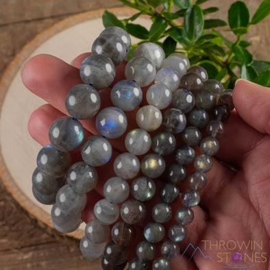 LABRADORITE Crystal Bracelet - Round Beads - Beaded Bracelet, Handmade Jewelry, Healing Crystal Bracelet, E0610-Throwin Stones