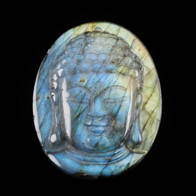 LABRADORITE Crystal Cabochon Buddha Head - Crystal Carving, Jewelry Making, Home Decor, E1601-Throwin Stones