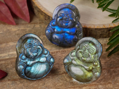 LABRADORITE Crystal Cabochon Happy Buddha - Crystal Carving, Jewelry Making, Home Decor, E1613-Throwin Stones