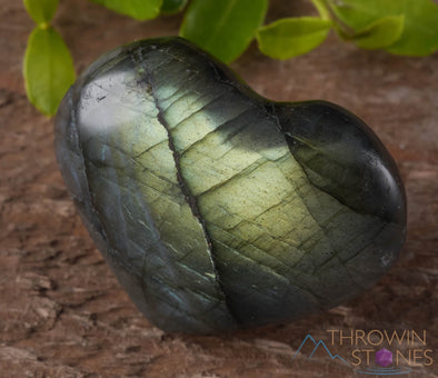 LABRADORITE Crystal Heart - Thick, Dark - Housewarming Gift, Home Decor, Healing Crystals and Stones, E0464-Throwin Stones