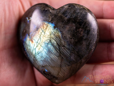 LABRADORITE Crystal Heart - Thick, Dark - Housewarming Gift, Home Decor, Healing Crystals and Stones, E0464-Throwin Stones