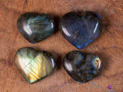 LABRADORITE Crystal Heart - Thin, Dark - Pastel Goth, Gothic Home Decor, Healing Crystals and Stones, E0750-Throwin Stones