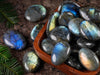 LABRADORITE Crystal Palm Stone - Thick Domed, Dark - Worry Stone, Self Care, Healing Crystals and Stones, E0710-Throwin Stones