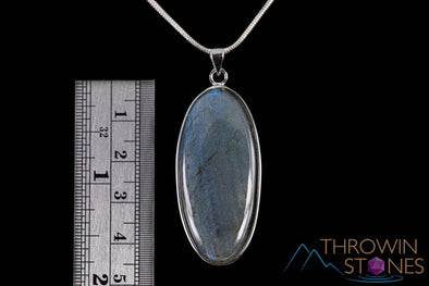 LABRADORITE Crystal Pendant - Sterling Silver, Oval - Handmade Jewelry, Healing Crystals and Stones, J1443-Throwin Stones