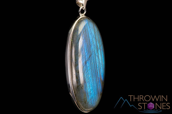 LABRADORITE Crystal Pendant - Sterling Silver, Oval - Handmade Jewelry, Healing Crystals and Stones, J1443-Throwin Stones