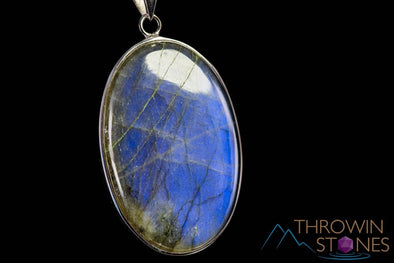 LABRADORITE Crystal Pendant - Sterling Silver, Oval - Handmade Jewelry, Healing Crystals and Stones, J1455-Throwin Stones